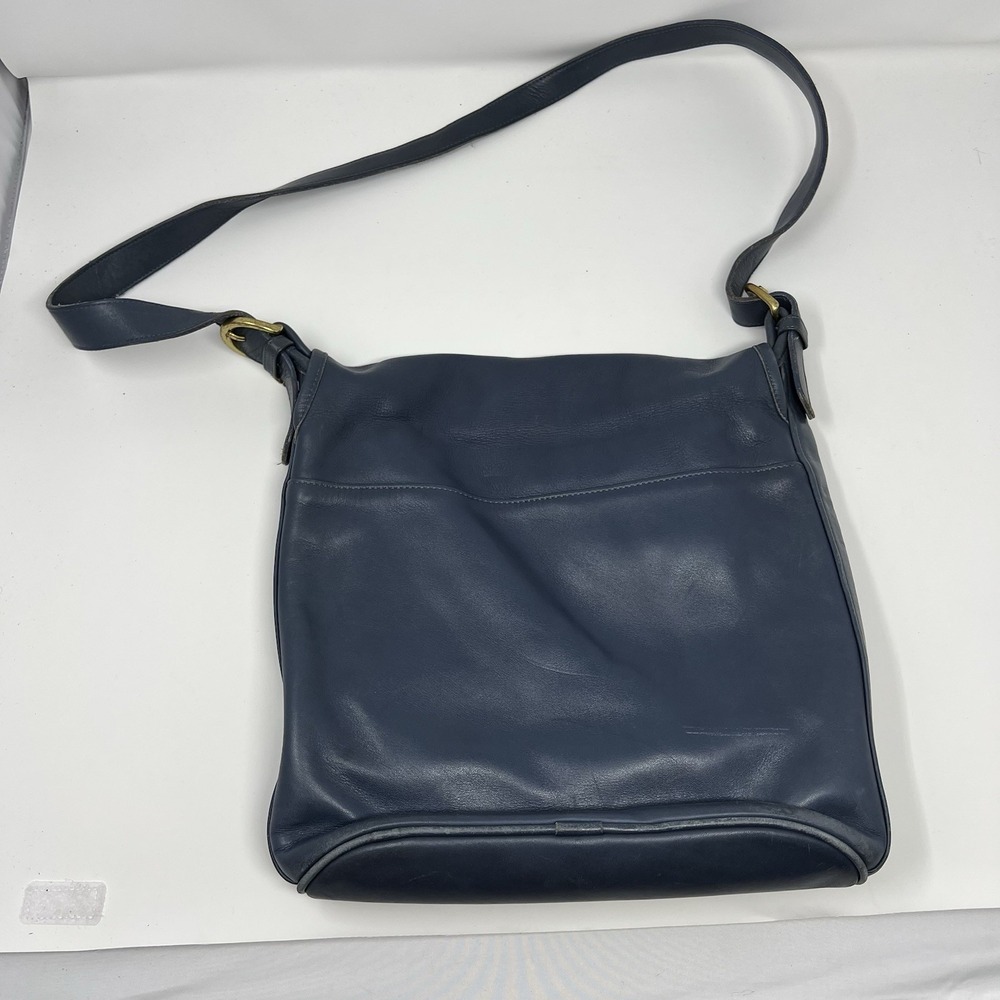 Vintage Coach 4115 Whitney Flap Crossbody Shoulder Bag Blue Leather Brass USA - Picture 6 of 16